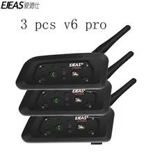 EJEAS 3PCS V6 Pro Bluetooth Motorcycle Communicator Helmet Intercom Moto Headset With Mic GPS 1200m Interphone For 6 Riders