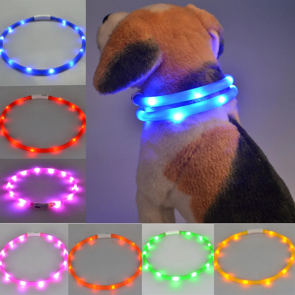 Rechargeable USB Waterproof LED Flashing Light Band Safety Pet Dog
