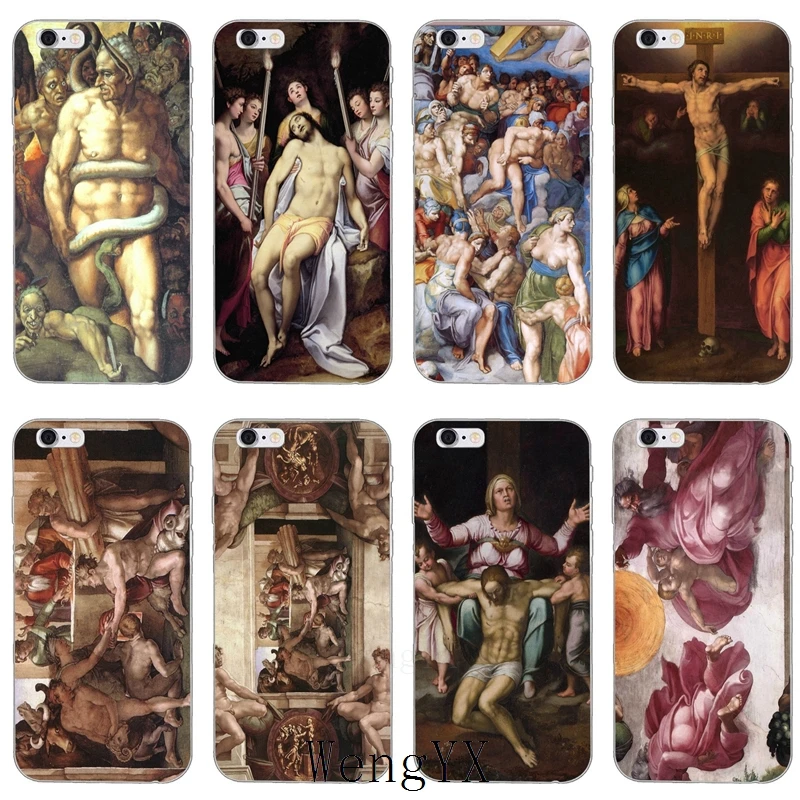 

Michelangelo Buonarroti paintings slim Ultra Thin TPU Soft phone cover case For iPhone 4 4s 5 5s 5c SE 6 6s 7 8 plus X XR XS Max