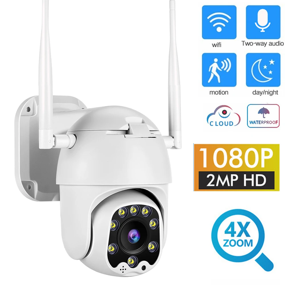 IP камера WiFi 2MP 1080P Беспроводная PTZ скоростная купольная CCTV IR Onvif наружная IP66
