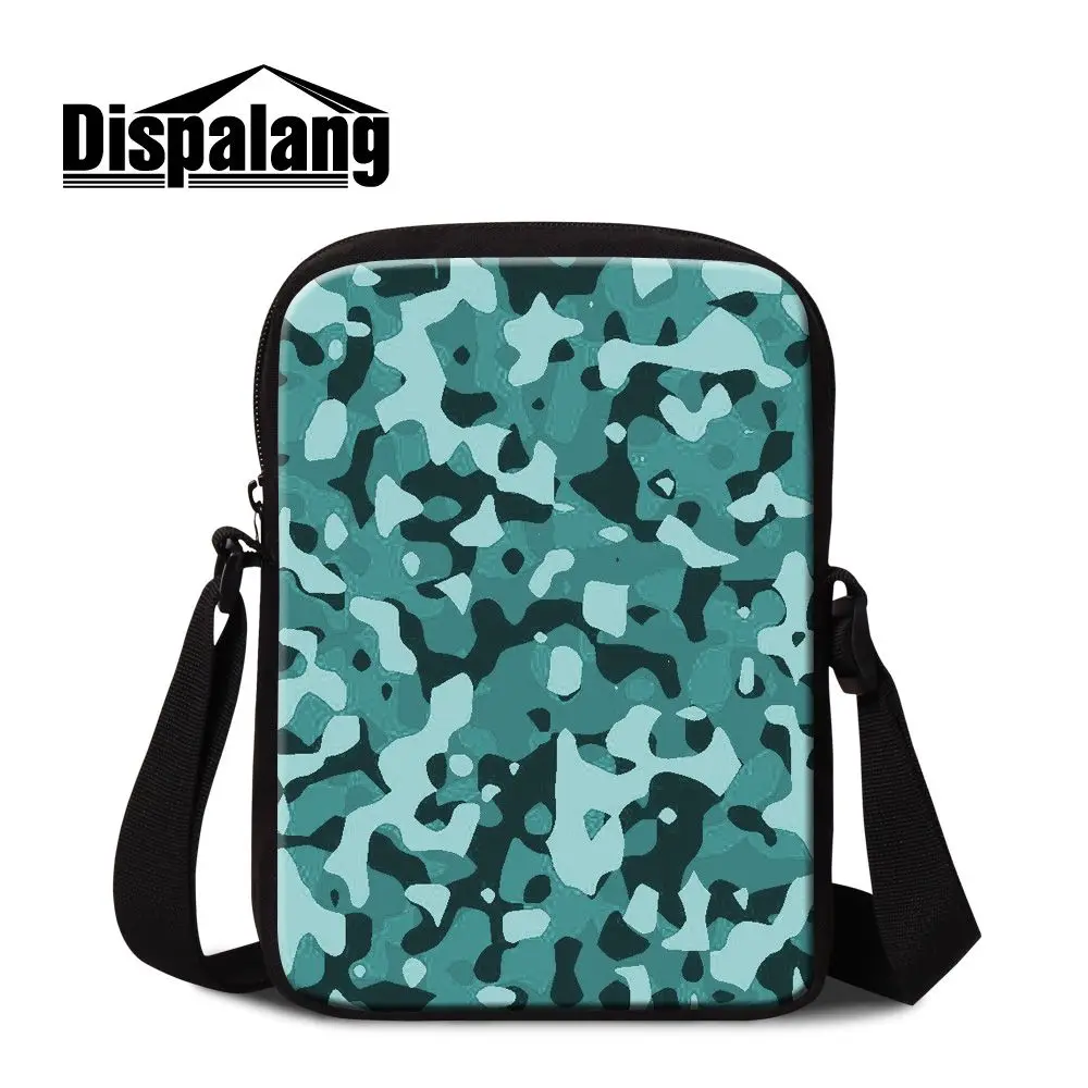 Dispalang blue camo print men messenger bags small shoulder handbags for boys camouflage