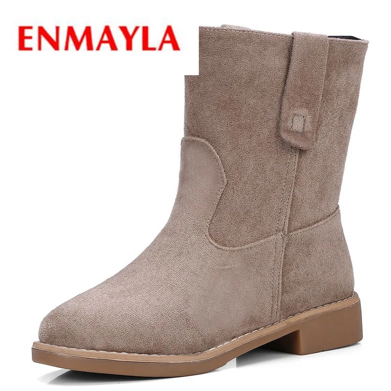 

ENMAYLA 2018 New style Vintage Martin boots half ankle short boots genuine leather boots/women motorcycle snow boots ZYL080
