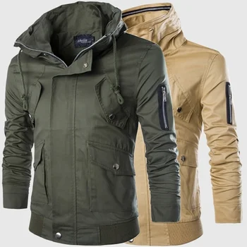 

ZOGAA 2019 Mens Jacket Autumn Winter Coat Plus Size men Overcoat Multi-pocket Windbreaker Tooling Jackets