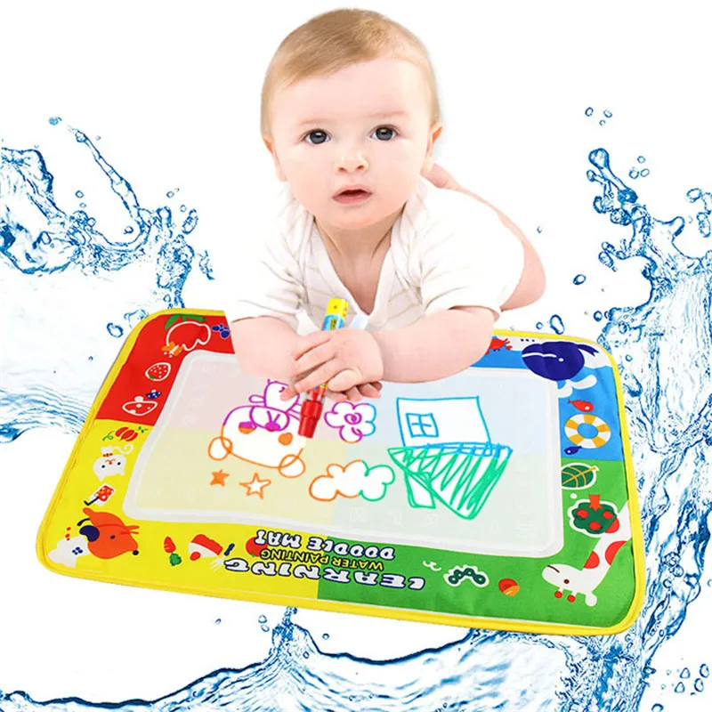 4 Color Water Drawing Painting Mat Board &Magic Pen Doodle Kids Toy