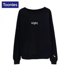 Sudaderas Mujer 2018 Harajuku Letters Day&night Embroidered Sweatshirt Women Long Sleeve Hoodie Loose Women Hoodies Sweatshirts