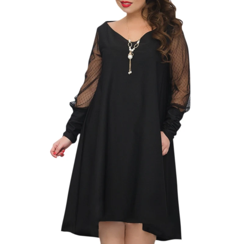 

Loose Vintage Plus Big size Spring Dress Sexy Mesh Dress Sheer Elegant Party Dress