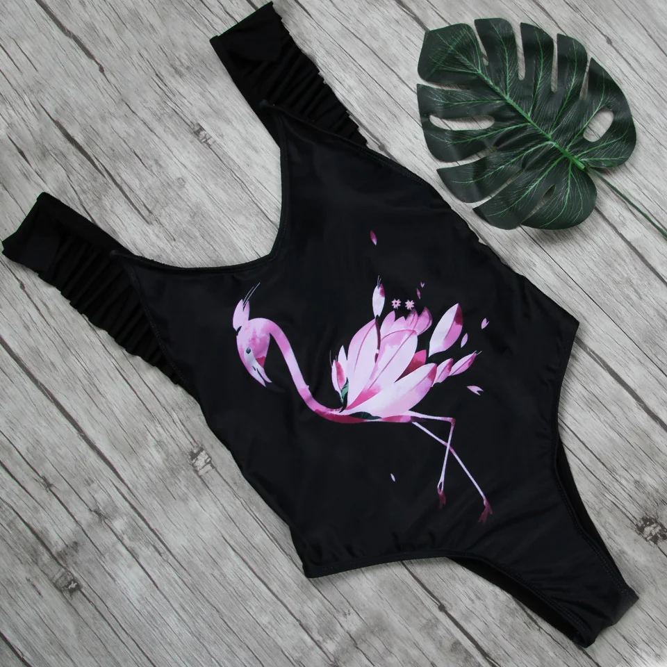 

2019 Women Cherry Printed Swim Wear Trikini Sexy Backless Monokini One Piece Swimsuit Thong Bathing Suit Beach Swimwear Biquni