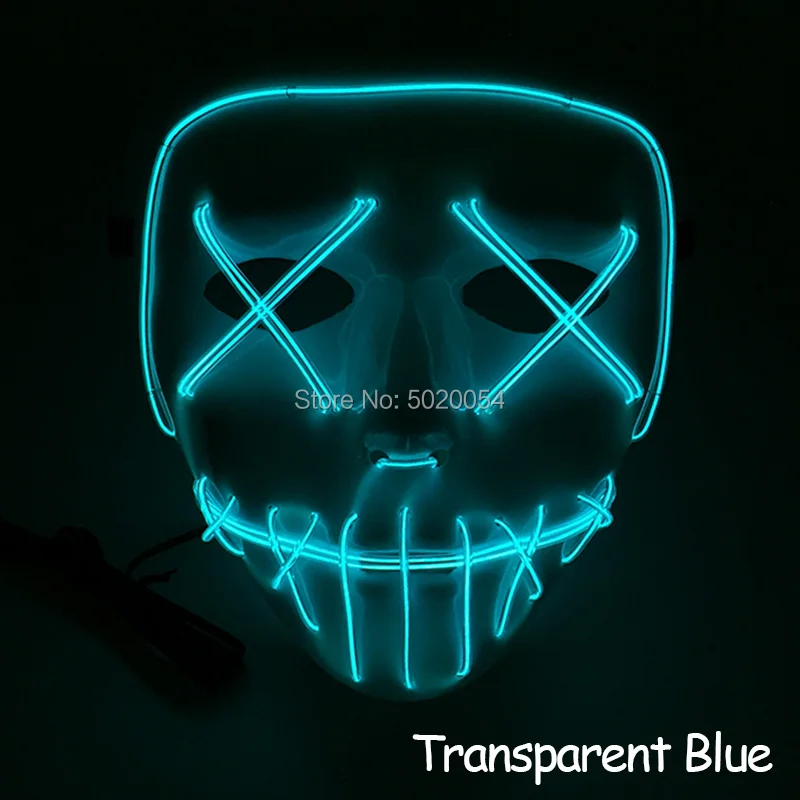 10 стилей Светящиеся светодиодный маски взрослый костюм на Хэллоуин вечерние Rave маски EL освещение светящаяся маска для DIY светящаяся бар