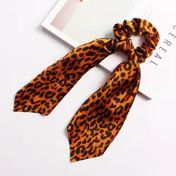 1 шт. Длинные ленты Scrunchie стрейч повязка Leopard Scrunchies Для женщин резинки для волос волосы девушки связей с аксессуары для волос