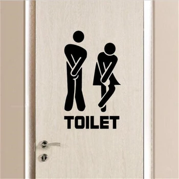

1Pc Toilet Entrance Sign Vinyl Door Sticker Decal Bathroom Wall Door Home Decoration For Shop Office Home Cafe Hotel Toilet