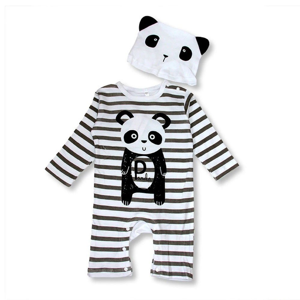 ベビーストライプ衣装パンダ柄のジャンプキャップ子供ロンパース新生児オーバーオール赤ちゃん服cl0736 Baby Clothing Panda Jumpsuitbaby Jumpsuit Aliexpress