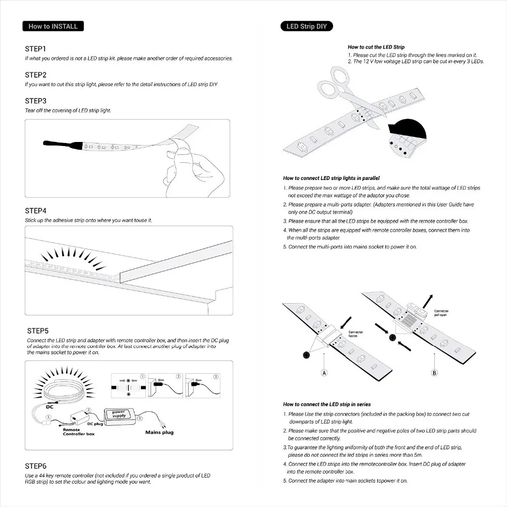 Светодиодная лента 5 10 м 5050 2835 5630 SMD гибкая светодиодная RGB 12 в пост. Тока + адаптер
