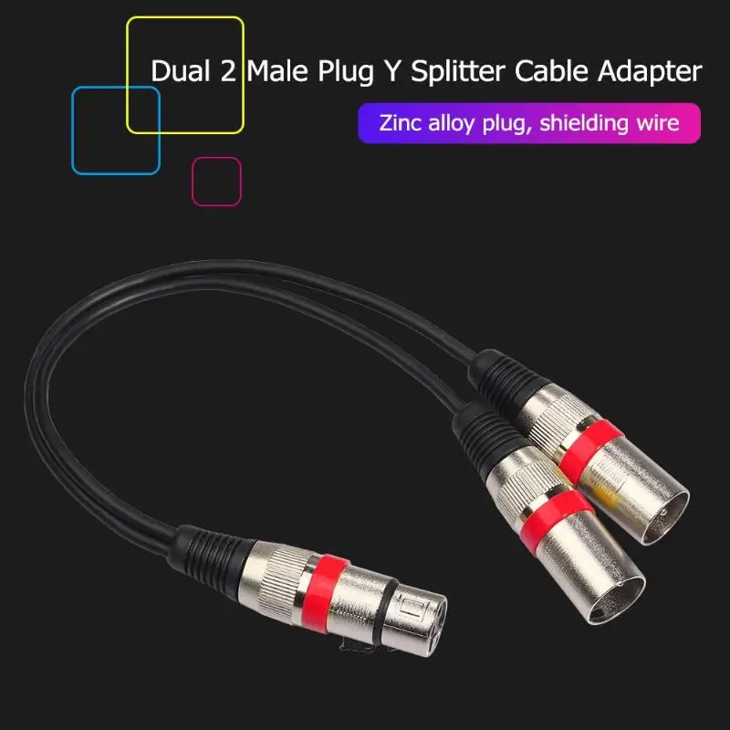 

3Pin XLR Female Jack to Dual 2 Male Plug Y Splitter 30cm Adapter Cable Wire for Amplifier Speaker Headphone Mixer