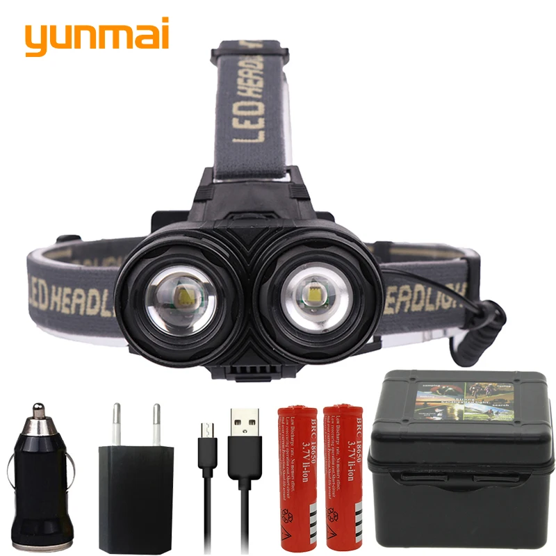 

Z20yunmai LED XM-L2 U2 Headlight Camping Light 8000LM LED Headlamp Zoom head flashlight torch rechargeable light Head Lamp