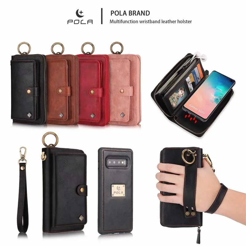 

Removable Handbag Multifunction PU Leather Zipper Wallet Card Bag Case For Samsung Galaxy Note8 Note9 S10 S10Plus S10E KS0036