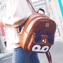 Deer Backpack Black Preppy Style School Backpacks Funny Quality Pu Leather Fashion Women Shoulder Bag Travel Back Pack Sac A Dos