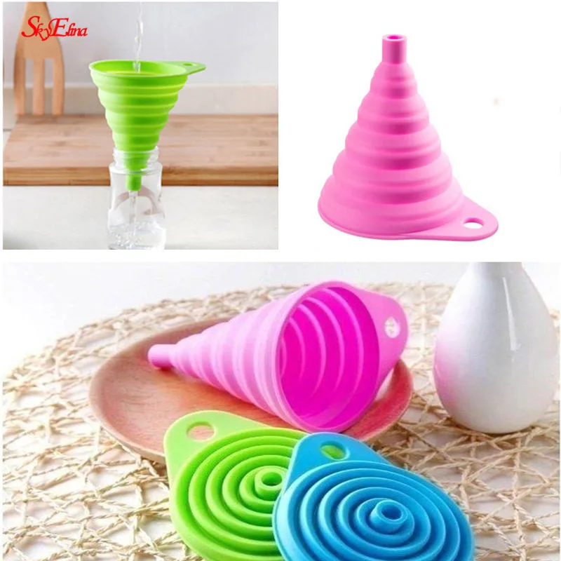 

1PSC Mini Foldable Funnel Colorful Silicone Collapsible Style Liquid dispensing funnel Kitchen Tool 5ZCF129