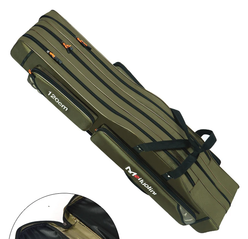 Bolsa de Pesca Vara de Pesca Lona Mais Grosso 3 Camadas 120cm Portátil Dobrável Bolsa Grande Capacidade Mochila Xa115g 2 - 15 ??_02