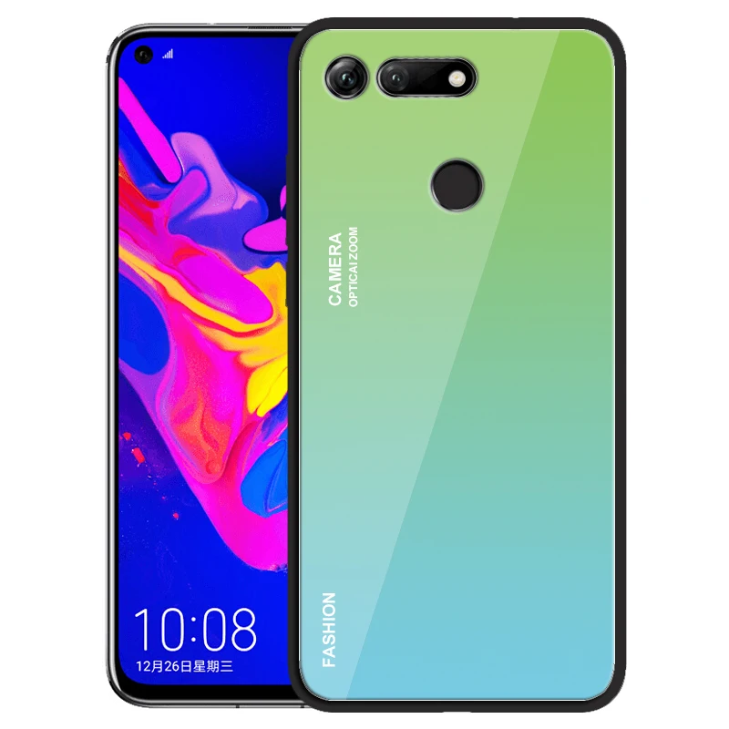 Модные прозрачные градиент Цвет закаленное Стекло чехол для Huawei Honor 8X10 Lite V20 6X V10 9N