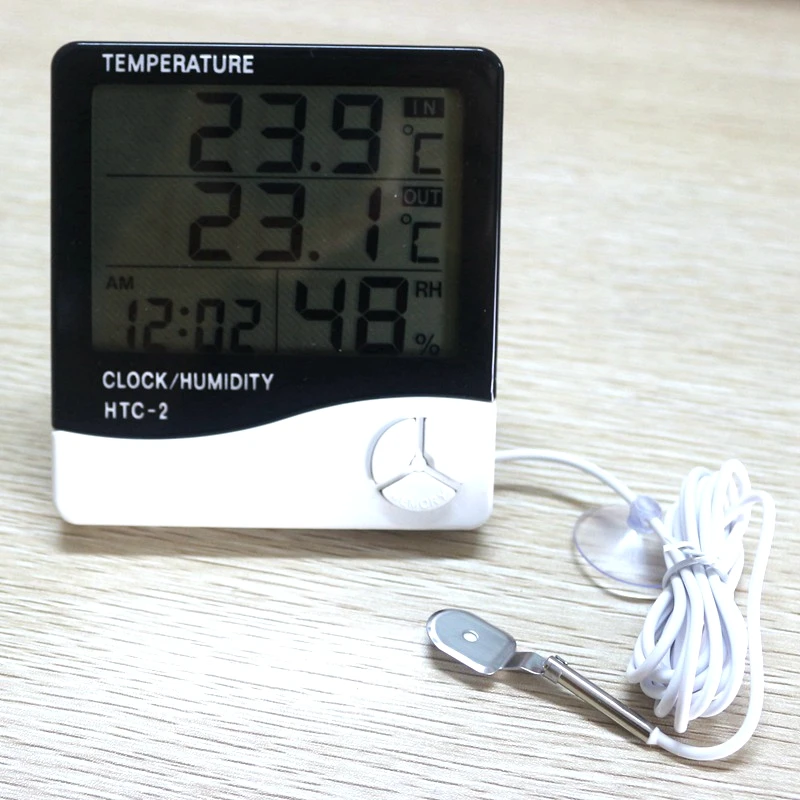 Indoor Home Thermometer Digital LCD Hygrometer Temperature Humidity Meter Clock