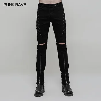 

PUNK RAVE Men Steampunk Rock Fashion Long Pants Casual Streetwear Gothic Men's Denim Skinny Pants
