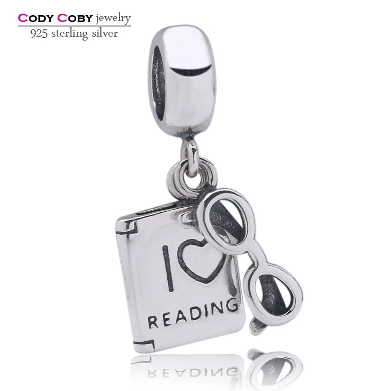 

Prata 925 Sterlling Silver Floating Charm Love Reading Beads Fit DIY Original Bracelet Pendants pingente berloque jewelry