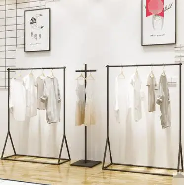 

Simple European clothing store display rack hanger floor-standing combination against the wall Men's and women's clothing store