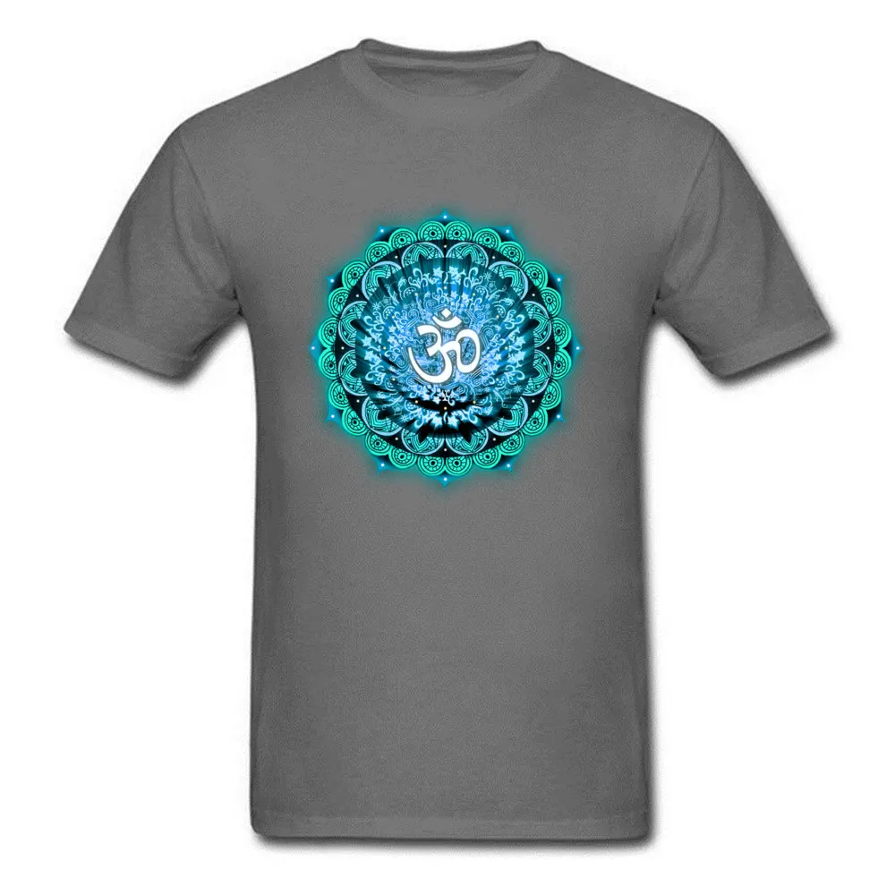 CasualFunny Short Sleeve Tops Shirt Father Day Designer Round Neck 100% Cotton Tee-Shirts Men Top T-shirts Om Mandala  Om Mandala carbon