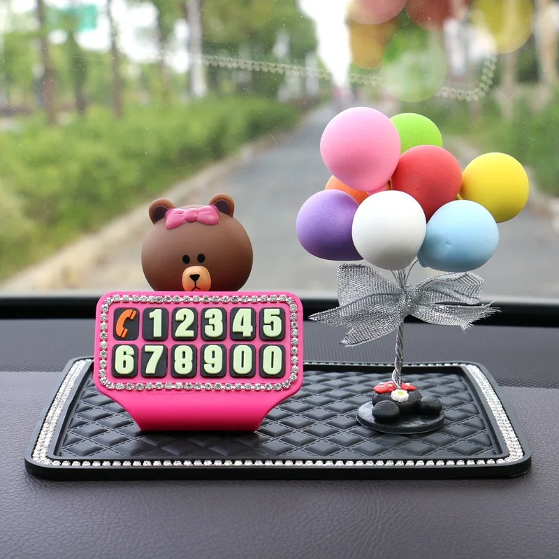 

Night Light Car Temporary Parking Card Car Moving Phone Number Holder Plate Cartoon Car Interior Decoration Accessories Stickers