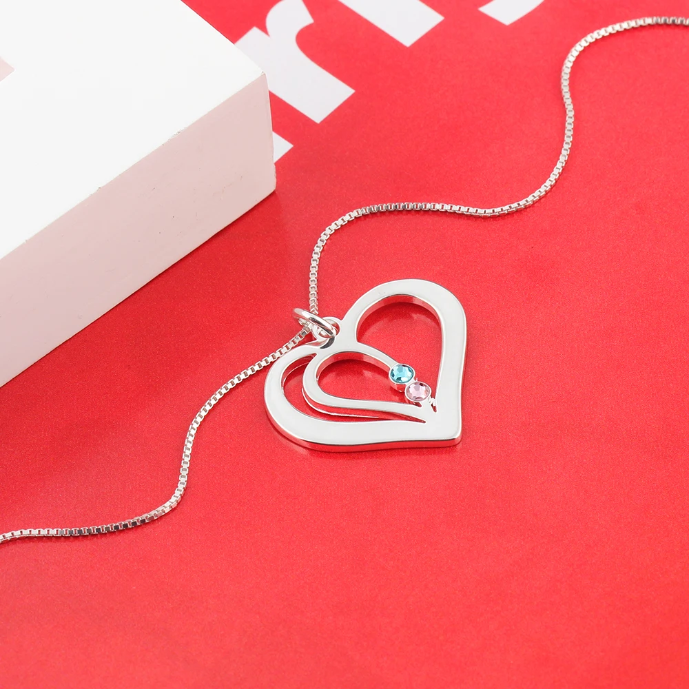 Ожерелья на заказ 925 пробы серебряные подвески в виде сердца выгравировать имя ожерелья камень DIY женский подарок(lam hub fong