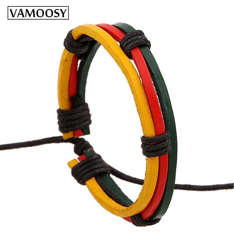 VAMOOSY Fashion Rainbow Jewelry Charm Leather Woven Bracelet Accessories Gay Pride for Bangles LGBT Women | Украшения и