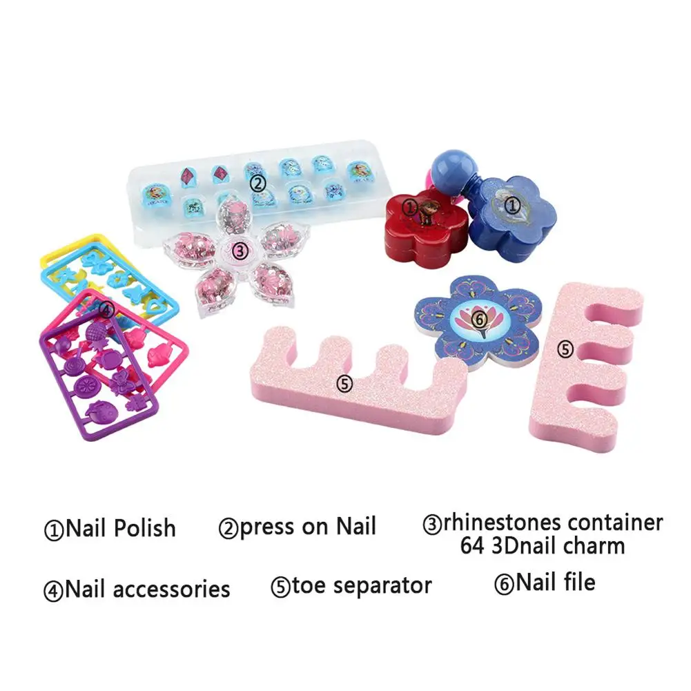 Дисней Замороженный лак для ногтей девушка принцесса нетоксичный Гель-лак для ногтей набор Детская косметика игрушка