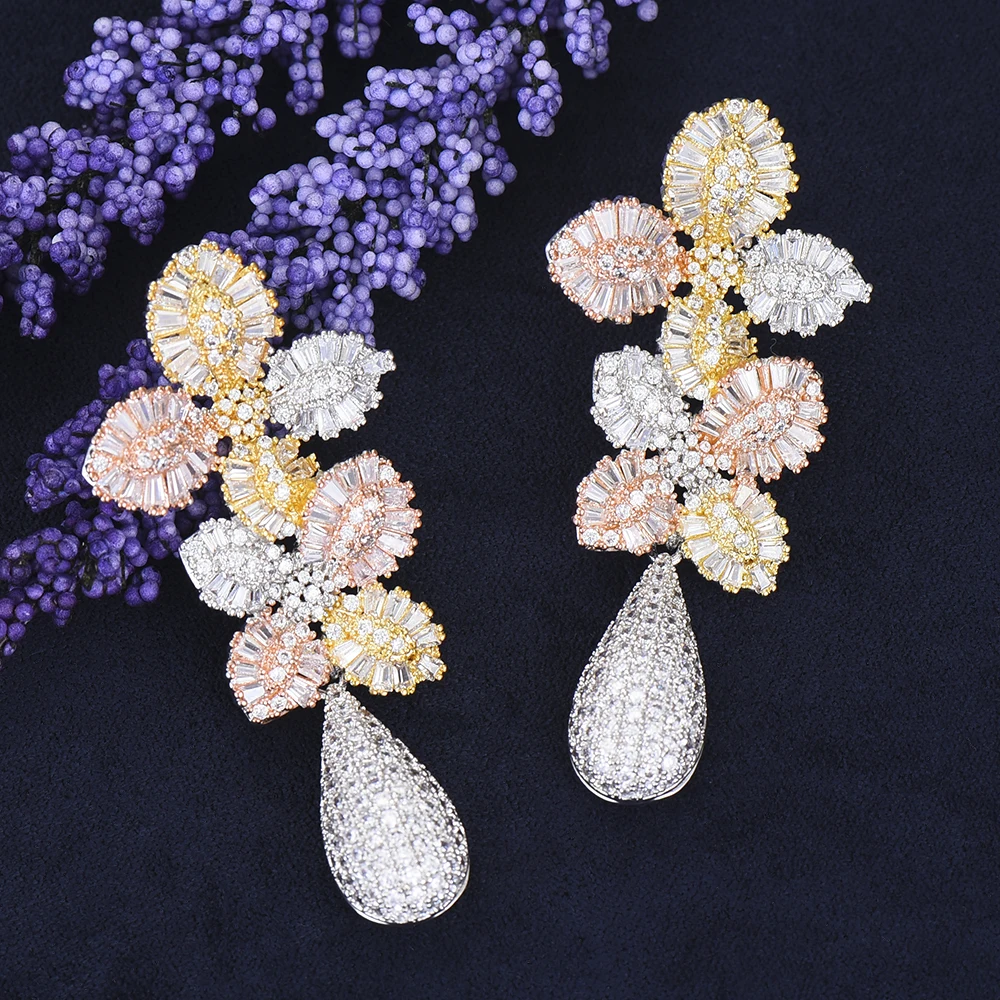 

New Trendy Waterdrop Pendant Earrings Cubic Zirconia Women Wedding Party Fashion Jewelry for Women boucle d'oreille femme