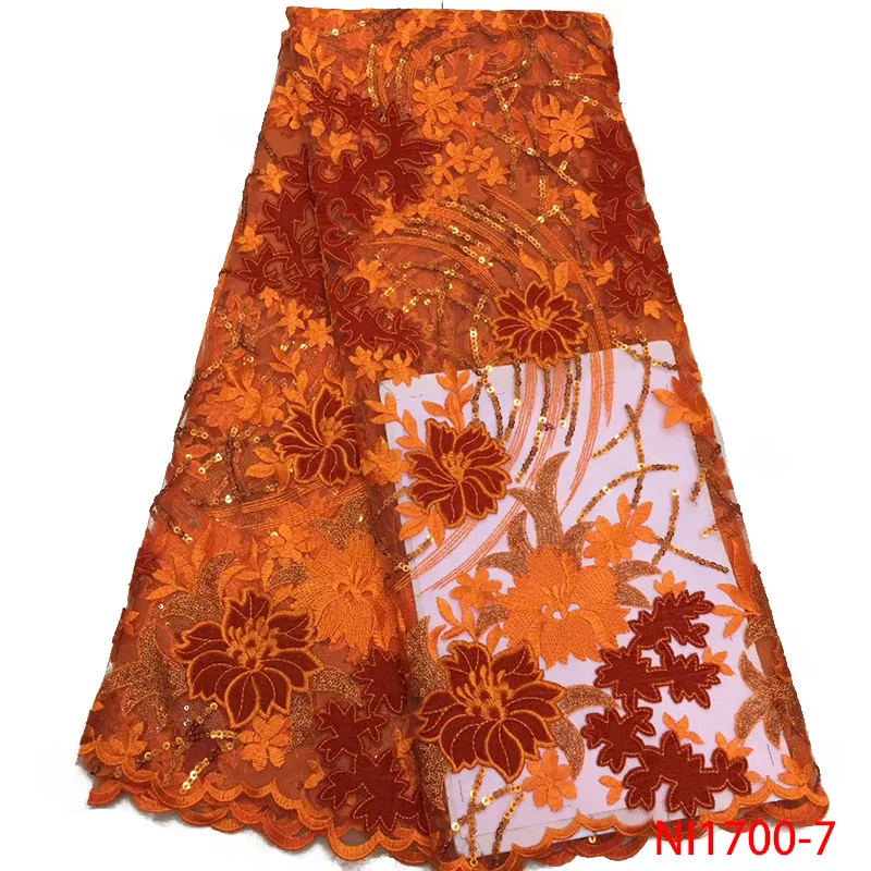 

Embroidery Sequin Lace Fabric French Tulle Lace Fabric African Custom Embroidered Fabric QF1700-7
