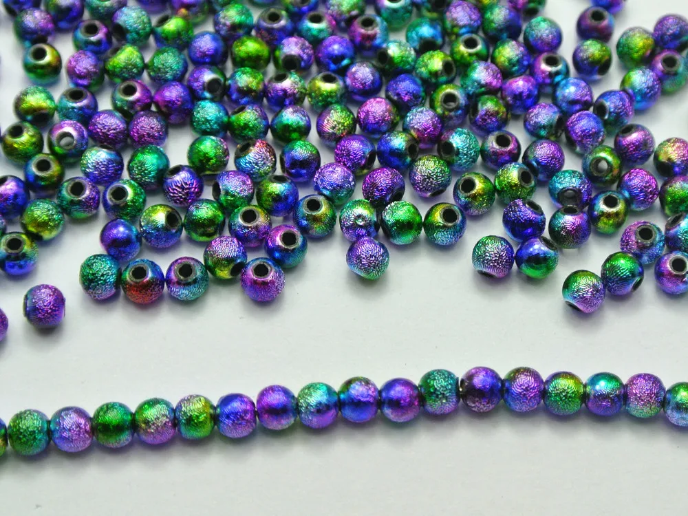 130pcs Acrylic Round Stardust Spacer Beads Mixed Jewelry Making 6x6x6mm AR0361 