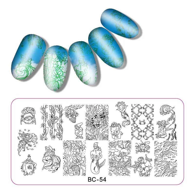 1 шт. 12*6 см BC серия Цветочные пластины для штамповки ногтей DIY изображения для дизайна ногтей шаблоны для маникюра трафареты инструменты для маникюра - Цвет: BC54