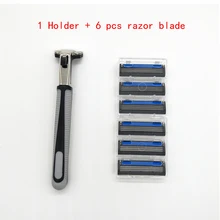 1 держатель бритвы+ 6 шт. трехслойное лезвие бритвы для мужчин безопасная бритвенная ручка 3 лезвия бритва Стандартный триммер Замена мужчин t