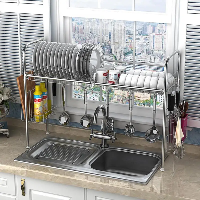 

21% H Multi-use Stainless Steel Dishes Rack Stready Sink Drain Rack Kitchen Oragnizer Rack Storage Rack Dish Shelf Strong