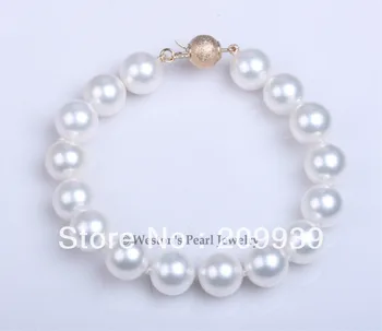

free shipping On Sale - 10MM WHITE SOUTH SEA SHELL PEARL CHOKER NECKLACE BRACELET EARRING SET