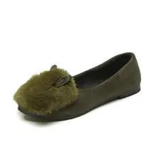 Maomao обувь осень-зима острым самка все матч плюс бархат Теплый плюш без каблука Shoes6.15