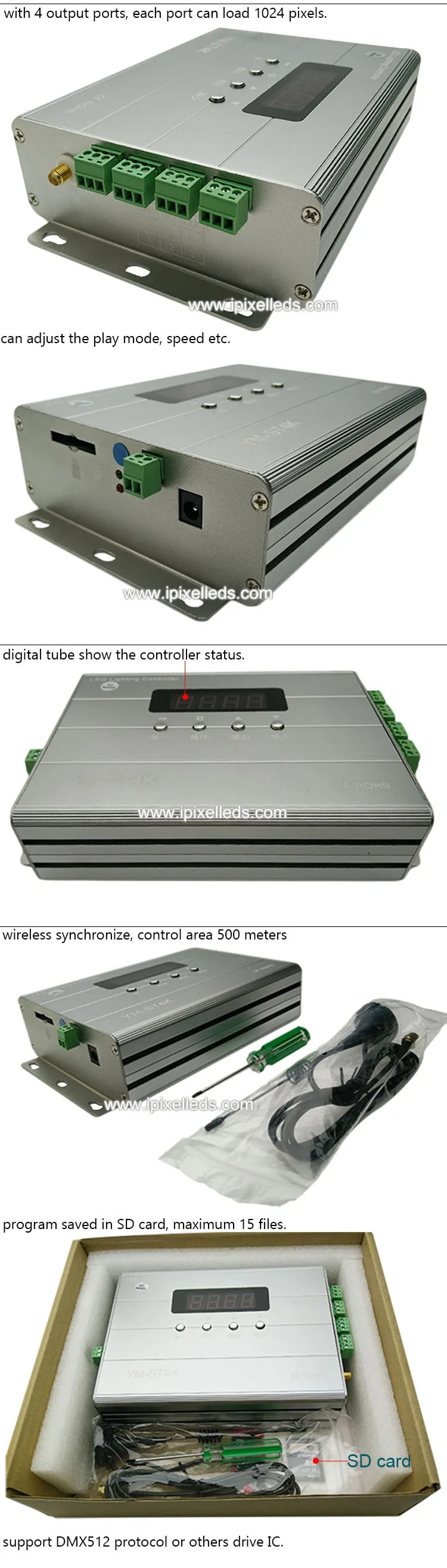 Горячая Распродажа dmx512 Беспроводной устройство для чтения sd-карт поддержка 2048 пикселей