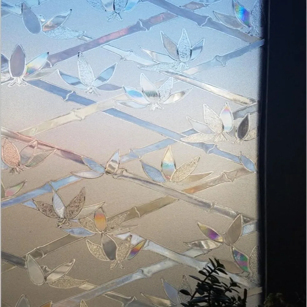 Статическое цепляться конфиденциальности Стекло пленка, ПВХ Радуга Цвет Bamboo непрозрачные окна декоративные наклейки, 3D матовый Витражного окна фильм