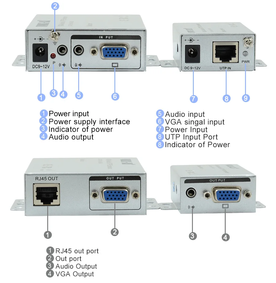 101TRC 100 м VGA удлинитель передатчик и приемник RJ45 UTP VGA сетевой усилитель видео сигнала 1920x1440 для монитора ПК проектор