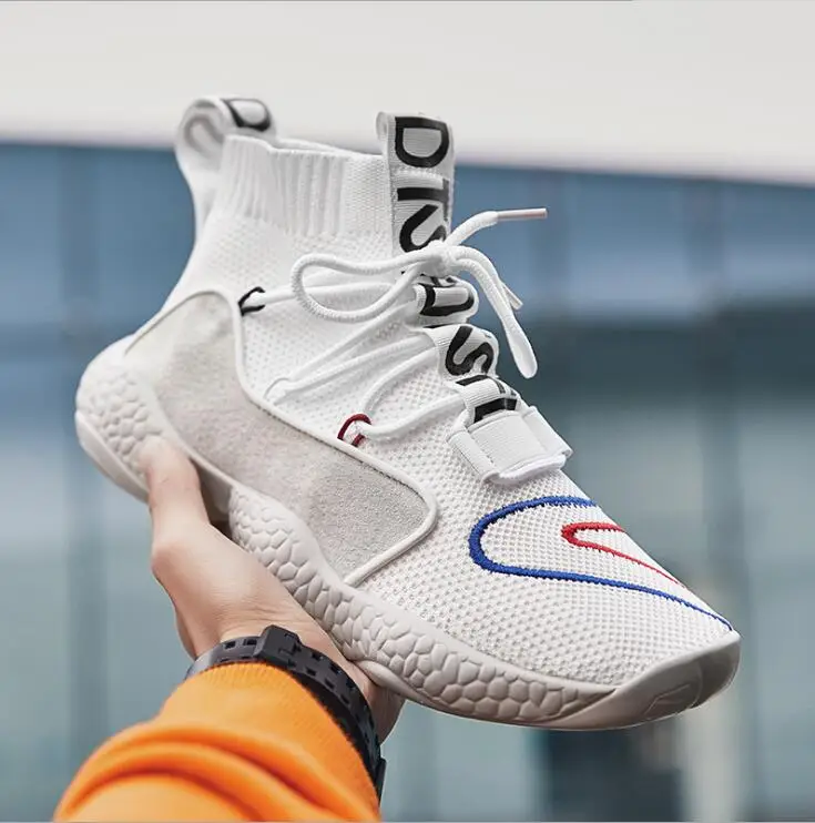 

Light High Top New Breathable Flying Socks Shoes Man Women Sports Stretch Sport Sneakers Flat Running Shoes For Men Sneaker Shoe
