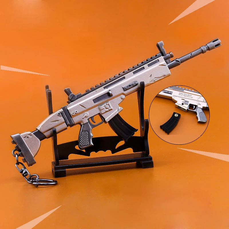 fortnight night scar rifle toy model keychain alloy weapons kids toy collection decoration gifts - guaranteed scar location fortnite