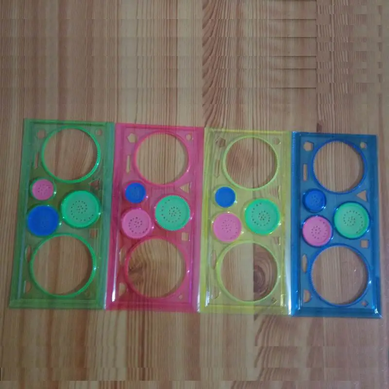 400PCS Creative Student Straight Plastic Spirograph Drawing Ruler Random Color
