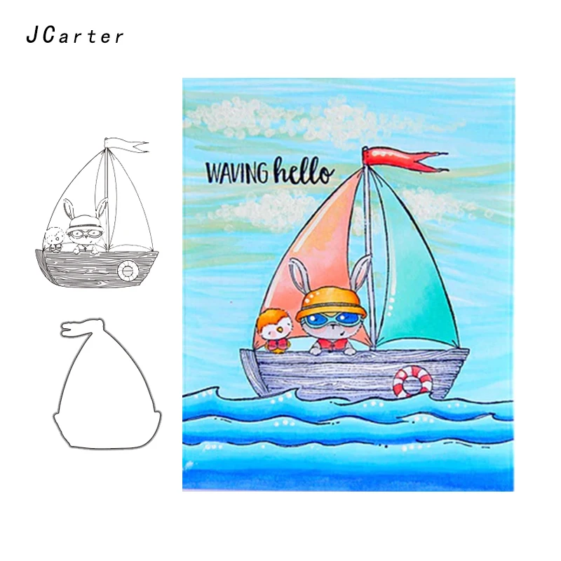 

JC Rubber Stamps and Metal Cutting Dies for Scrapbooking Sailing Sailboat Craft Stencil Card Making Diy Album Sheet Decoration