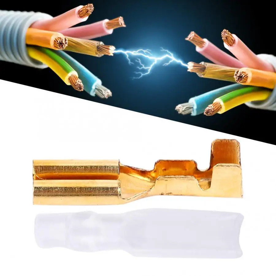 100 Pair Crimp Terminal Connector 2.8mm Gold Brass Car Speaker Electric