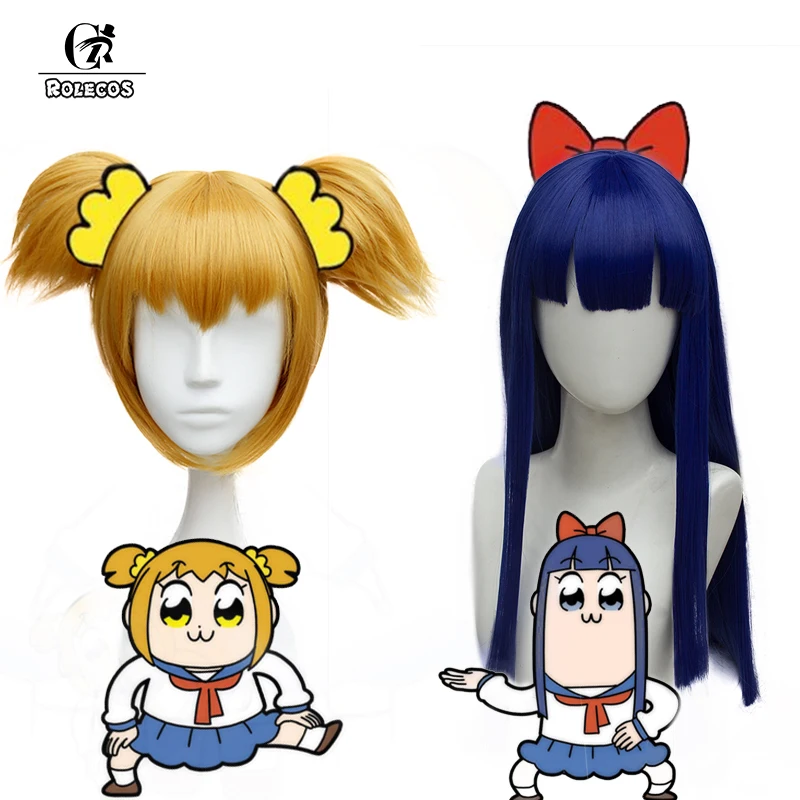 

ROLECOS Poputepipikku Anime Cosplay Headwear Pop Team Epic Popuko Cosplay Synthetic Hair Pipimi Headwear