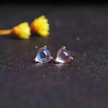 

Fidelity natural 5mm moonstone stud earrings 925 sterling silver Exquisite heart fine jewelry for women Natural blue gemstone